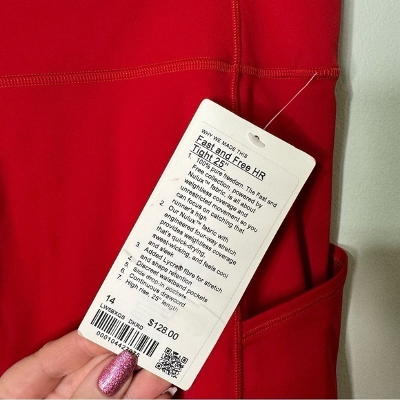Lululemon Fast and Free High Rise Tights Dark Red Leggings 14 Nwt - Picture 8 of 9